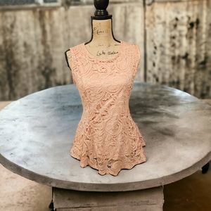 Scobe Size Large Lace Overlay Blouse